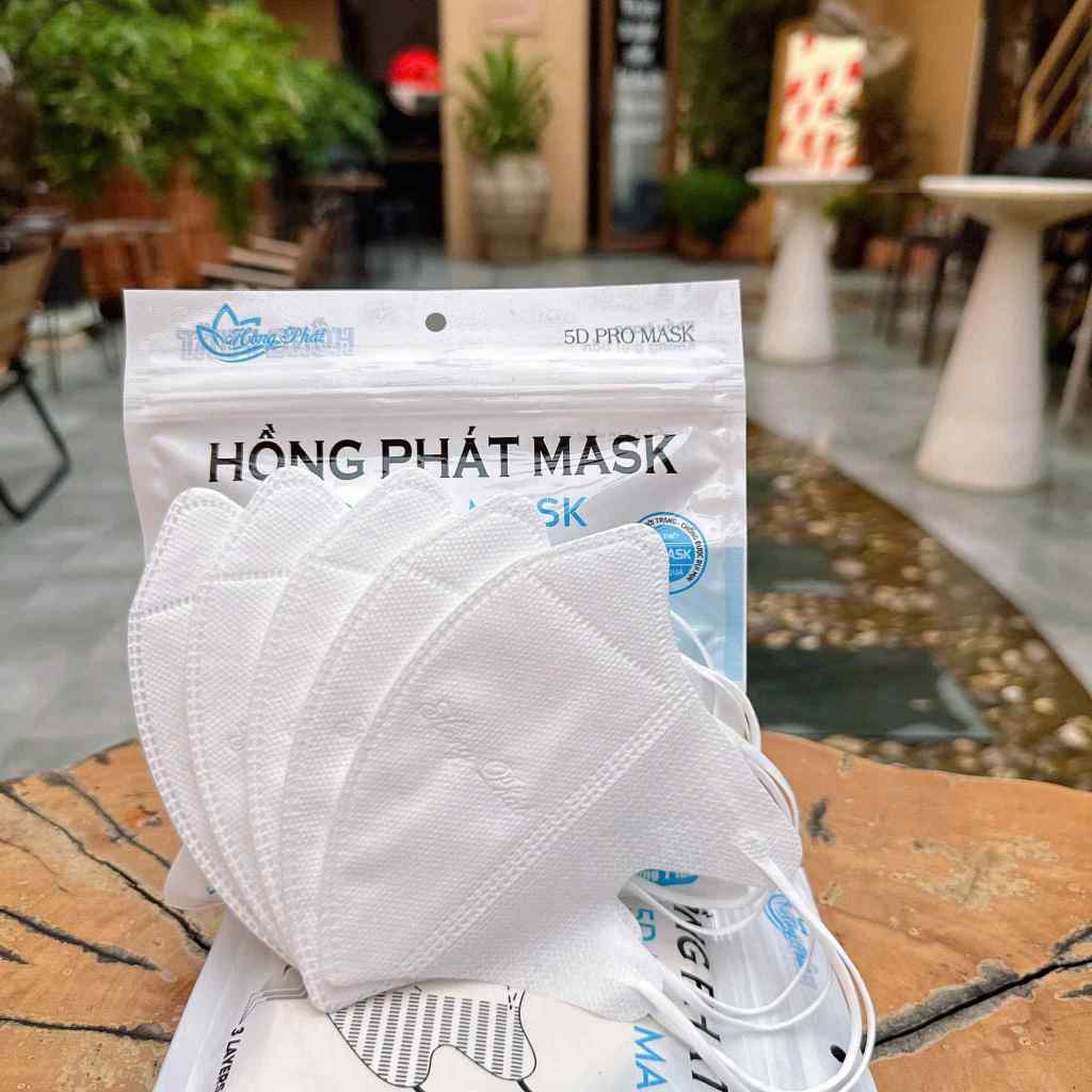 Set 100 Cái Khẩu Trang 5D Hồng Phát Chống Bui, Kháng Khuân 3 Lớp