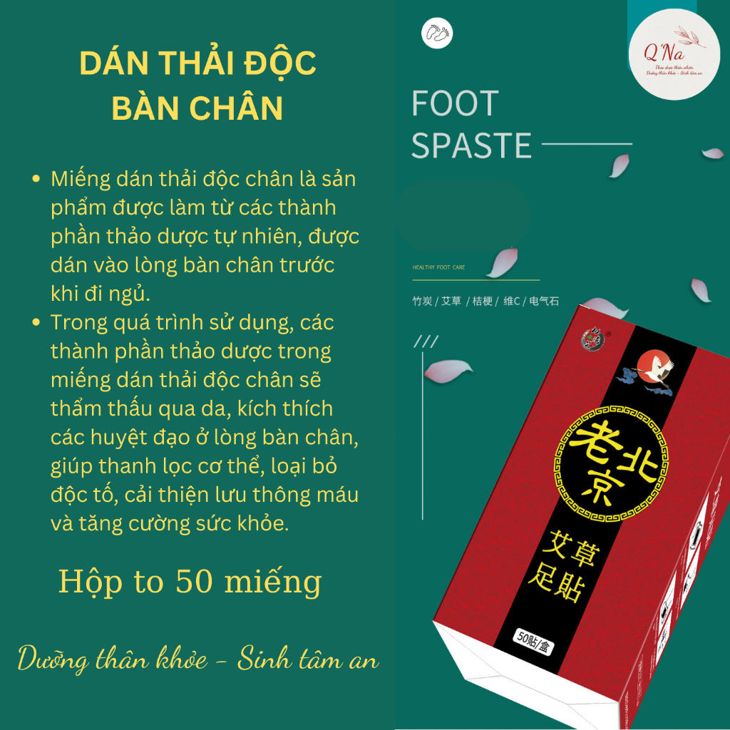 Miếng dán thải độc bàn chân hộp to 50 miếng đào thải độc tố làm đẹp da, nâng cao thể trạng...