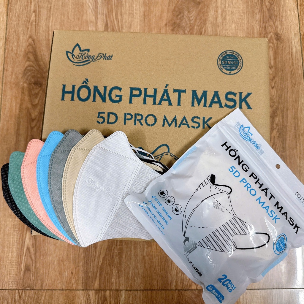 Combo 200 Chiếc Khẩu Trang 5D Quai Thun Hồng Phát, Khẩu Trang 5D Chống Bụi, Kháng Khuẩn