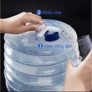Bình đựng nước gấp gọn dã ngoại cắm trại 5-10L, có van đóng mở