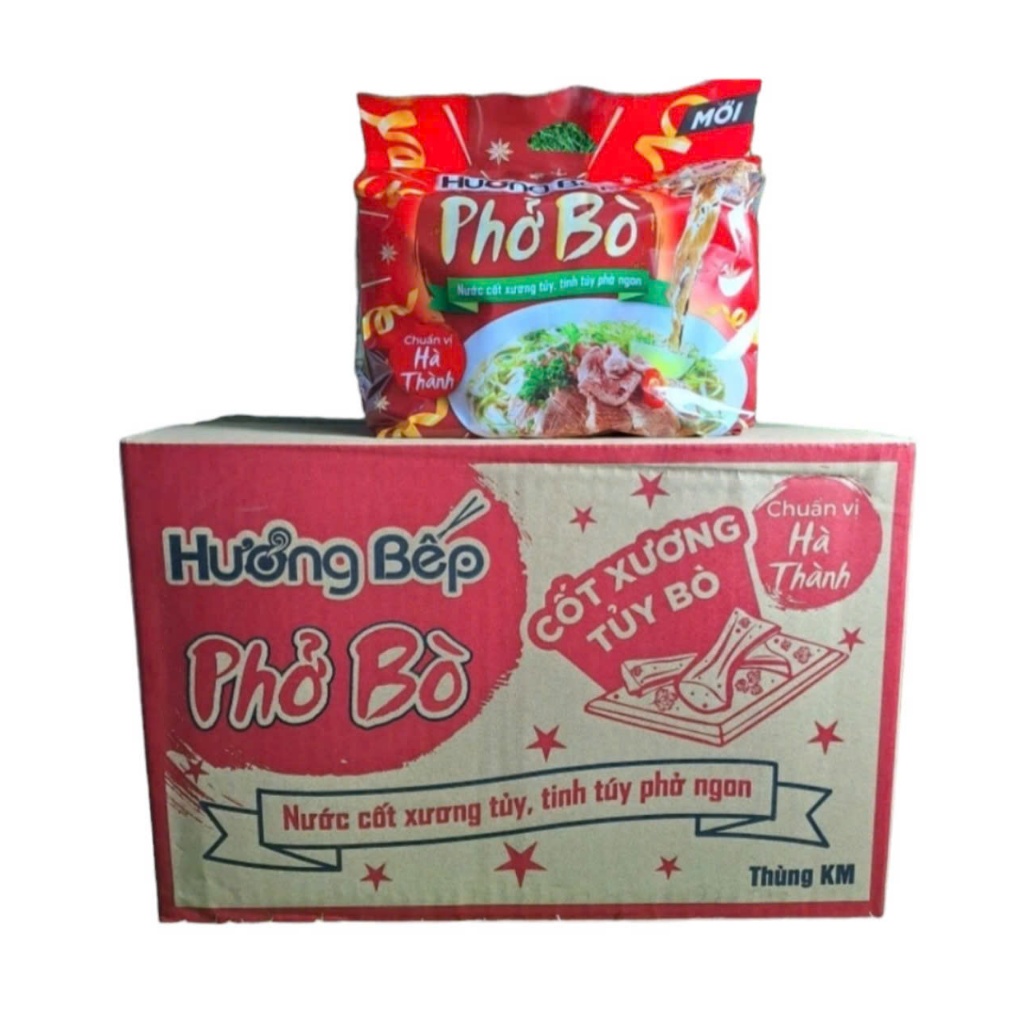 Thùng 30 gói Bún Riêu, phở bò Hương Bếp chuẩn vị truyền thống (70gr x 5gói x 6lốc)