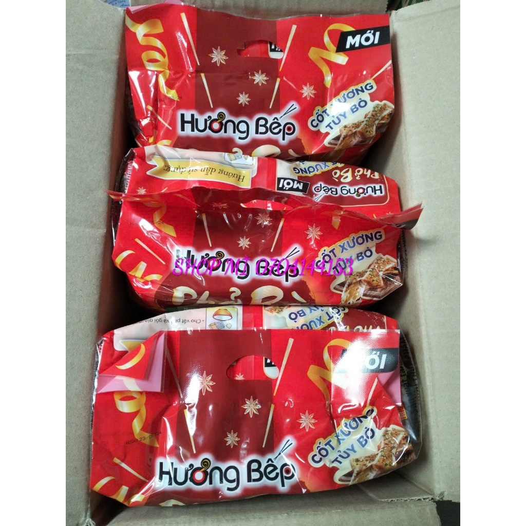 Thùng 30 gói Bún Riêu, phở bò Hương Bếp chuẩn vị truyền thống (70gr x 5gói x 6lốc)