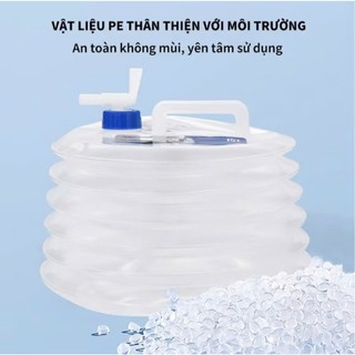 Bình đựng nước gấp gọn dã ngoại cắm trại 5-10L, có van đóng mở