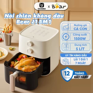Nồi chiên không dầu Bear J15M1 dung tích 5L, Công nghệ chiên hơi nước ĐỘC QUYỀN, cửa kính trong - BH 18 tháng