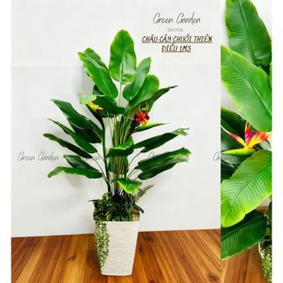 Cây giả , Chậu Cây Chuối Thiên Điểu 24 Lá Cao 1m3 | Cây Giả Trang Trí Decor Phòng Khách, Văn Phòng, Nhà Hàng