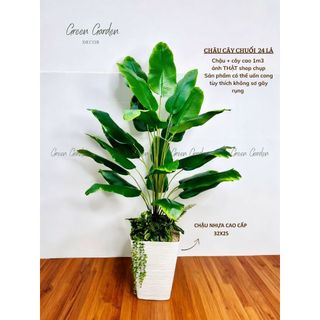 Cây giả , Chậu Cây Chuối Thiên Điểu 24 Lá Cao 1m3 | Cây Giả Trang Trí Decor Phòng Khách, Văn Phòng, Nhà Hàng