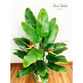 Cây giả , Chậu Cây Chuối Thiên Điểu 24 Lá Cao 1m3 | Cây Giả Trang Trí Decor Phòng Khách, Văn Phòng, Nhà Hàng