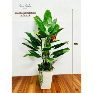 Cây giả , Chậu Cây Chuối Thiên Điểu 24 Lá Cao 1m3 | Cây Giả Trang Trí Decor Phòng Khách, Văn Phòng, Nhà Hàng