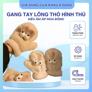 Găng Tay Lông Thỏ Hình Mắt Hoạt Hình Có Dây Siêu Đáng Yêu Giữ Ấm Mùa Đông Quà Tặng Giáng Sinh Nam Nữ