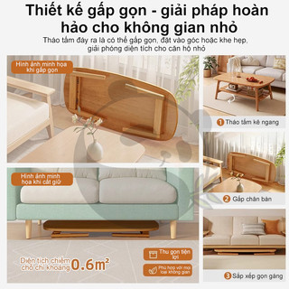 Bàn trà gỗ nguyên khối gấp gọn kiểu Nhật phù hợp hộ nhỏ phòng cho thuê phòng ngủ bàn thấp đơn giản.
