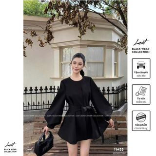 Áo khoác cổ tròn buộc eo tôn dáng LUST Áo khoác nữ đen phong cách Hàn chất liệu thô cao cao cấp TM33