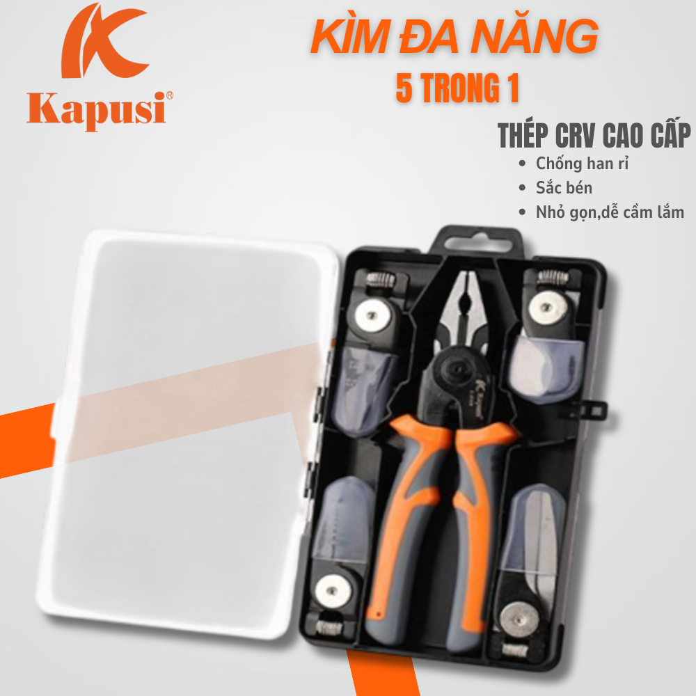 Kìm Đa Năng Kapusi 5 Tính Năng, Thép Không Gỉ, Tay Cầm Cách Điện k8159