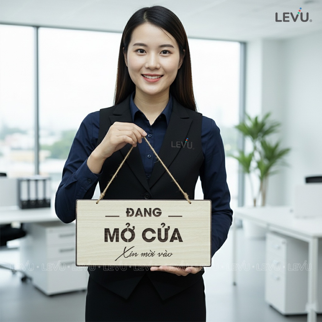Bảng gỗ treo thông báo 2 mặt Đang Mở Cửa - Tạm Đóng Cửa trang trí cửa hàng BG72