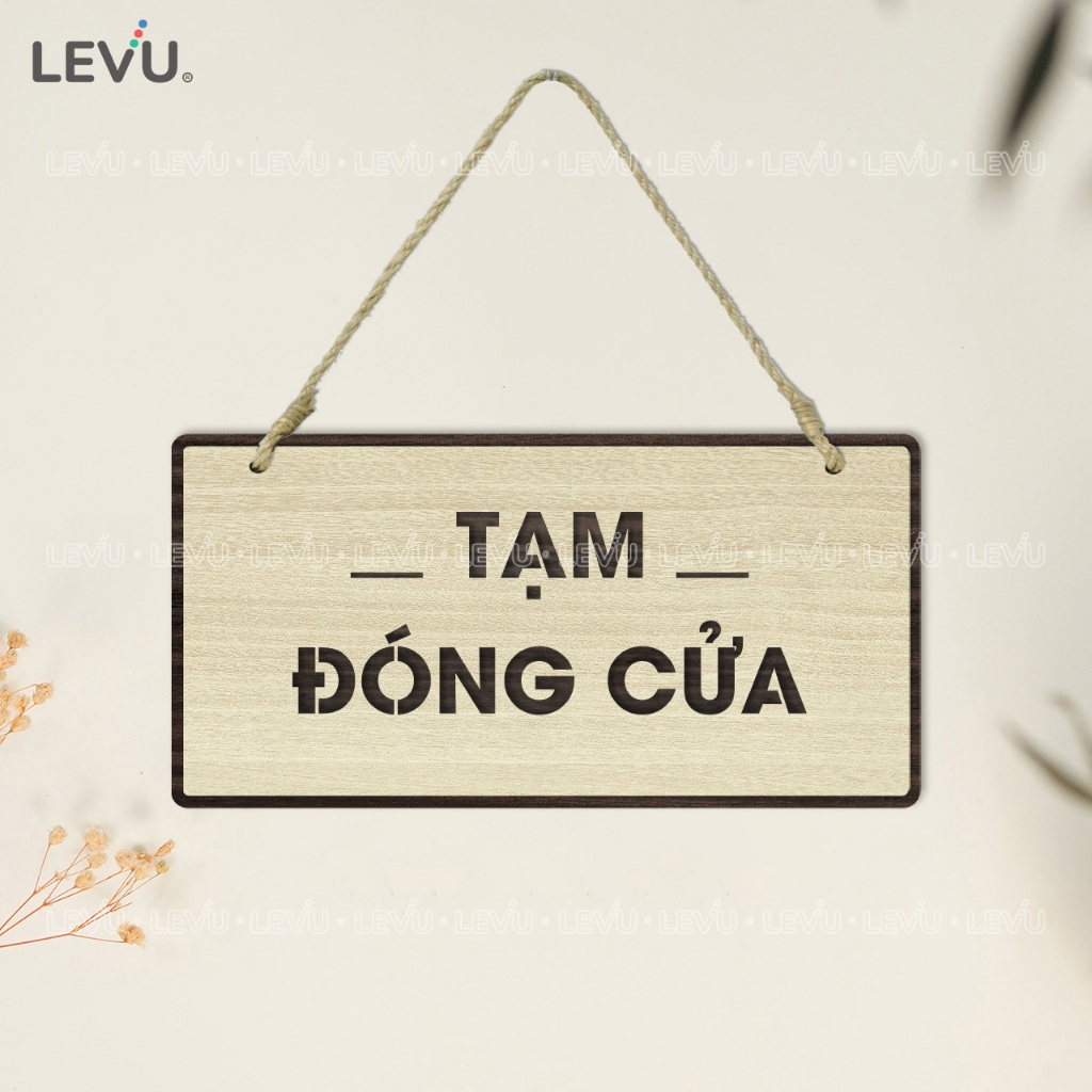 Bảng gỗ treo thông báo 2 mặt Đang Mở Cửa - Tạm Đóng Cửa trang trí cửa hàng BG72