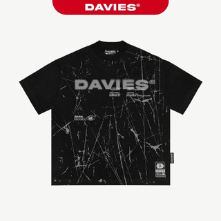 Áo phông rộng đen họa tiết in full DAVIES thun cotton thoáng mát nam, nữ kèm tag vải Blurred Lines Tee| D-T12
