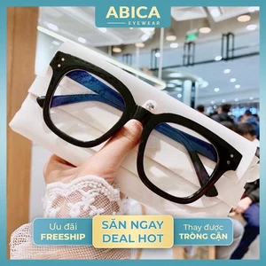 Mắt kính râm mát nữ nam không độ chống tia UV và ánh sáng xanh gọng kính vuông chữ V bền đẹp thay được tròng cận 017