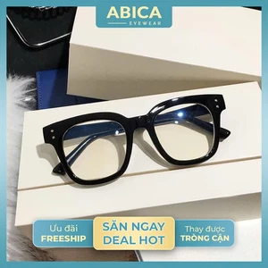 Mắt kính râm mát nam nữ chữ V kính mắt không độ chống tia UV phong cách Ulzzang thay được tròng cận ABICA 017