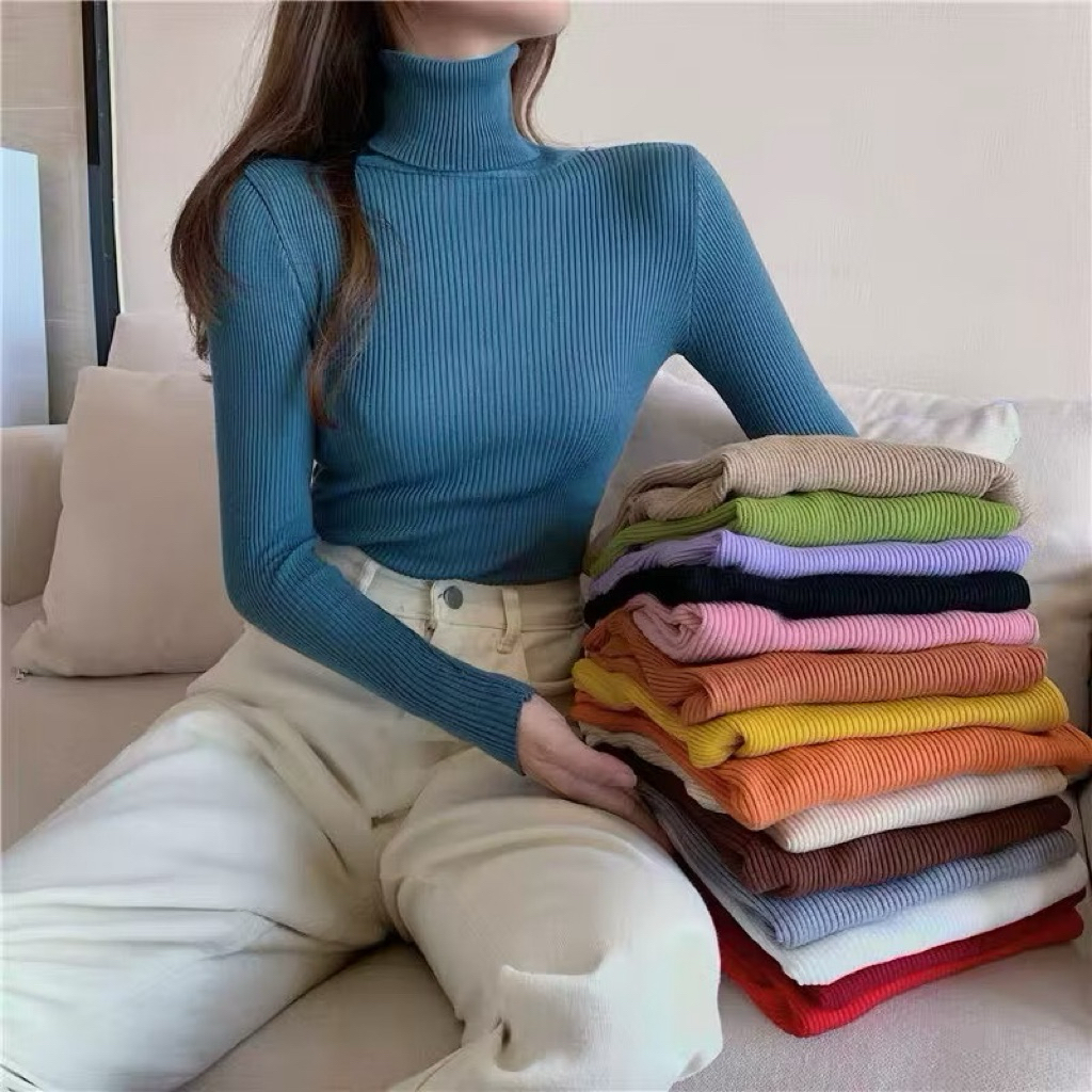 Áo len Tăm Mịn Cổ 7 phân, Áo Giữ nhiệt Tay Dài Siêu Dày Dặn Nhiều Màu Hàng Qc Phong Cách Hàn Quốc A9102
