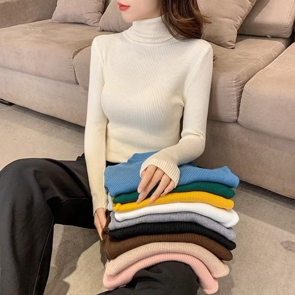 Áo len Tăm Mịn Cổ 7 phân, Áo Giữ nhiệt Tay Dài Siêu Dày Dặn Nhiều Màu Hàng Qc Phong Cách Hàn Quốc A9102