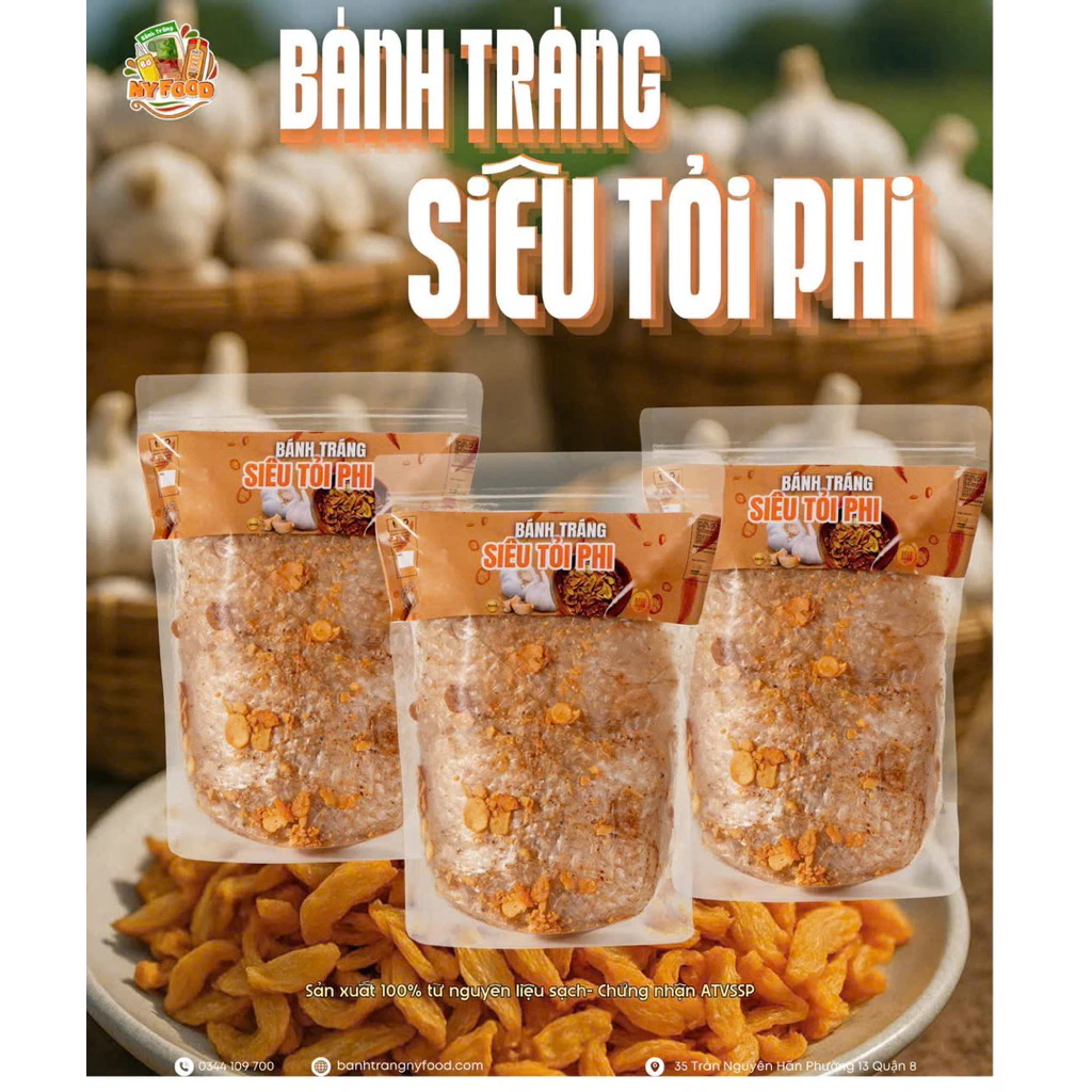 Bánh Tráng Siêu Tỏi Phi 500gram – Tỏi Phi Giòn Thơm – Bánh Tráng Trộn Ăn Vặt Ngon Mê
