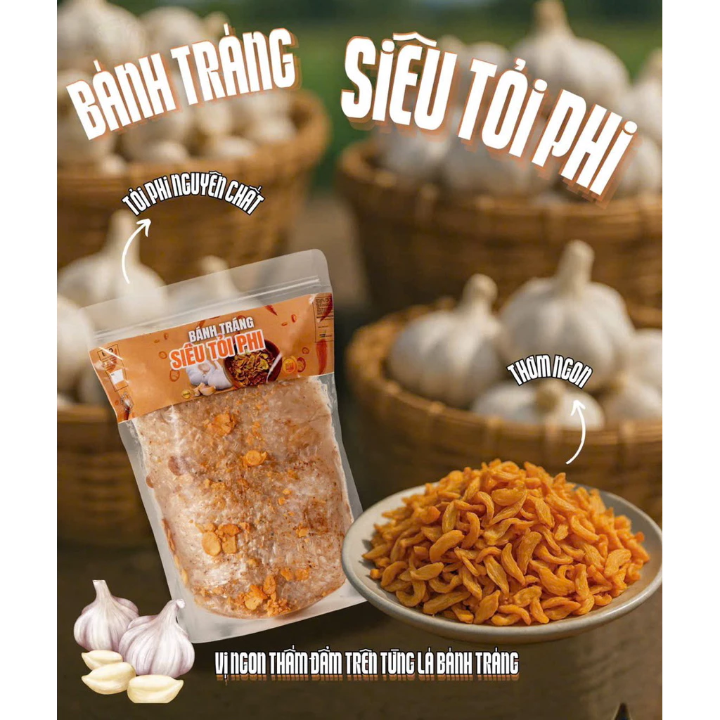 Bánh Tráng Siêu Tỏi Phi 500gram – Tỏi Phi Giòn Thơm – Bánh Tráng Trộn Ăn Vặt Ngon Mê