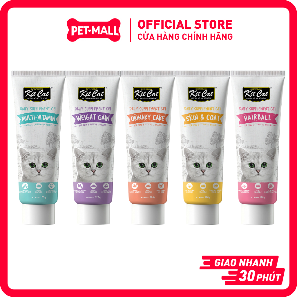 Gel bổ sung dinh dưỡng hàng ngày Kit Cat Daily Nutritional dành cho mèo và mèo con 120g Petmall