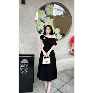 đầm midi lệch vai dáng xòe from dài thanh lịch trẻ trung siêu tôn dáng thời trang đi tiệc sang chảnh