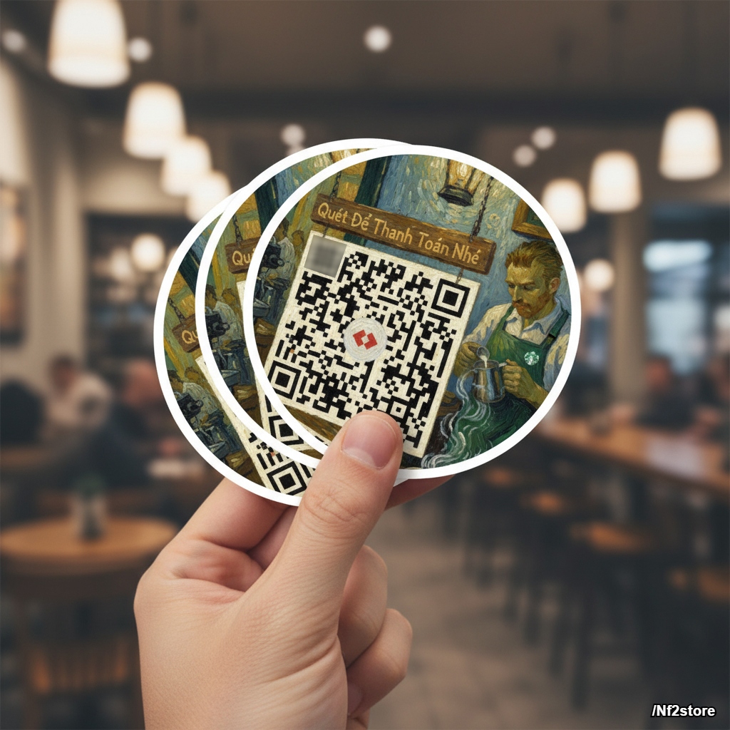 Combo 5 Mẫu Cực Đẹp | Sticker QR Code Van Gogh 🌻 – Cá Nhân Hóa Mã Thanh Toán Của | Bạn Bền Màu 1 Năm