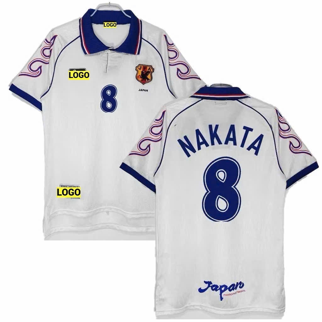 Bộ quần áo bóng đá nhật bản 1998 Xanh bản retro JFA cổ điển polo có cổ bẻ.