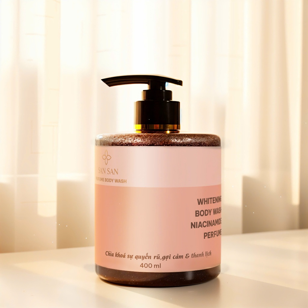Sữa Tắm Hương Nước Hoa San San 400ml Lưu Hương 8-12H Dưỡng Trắng Da Niacinamide Collagen Da Mềm Mịn Thơm Lâu Cho Nữ