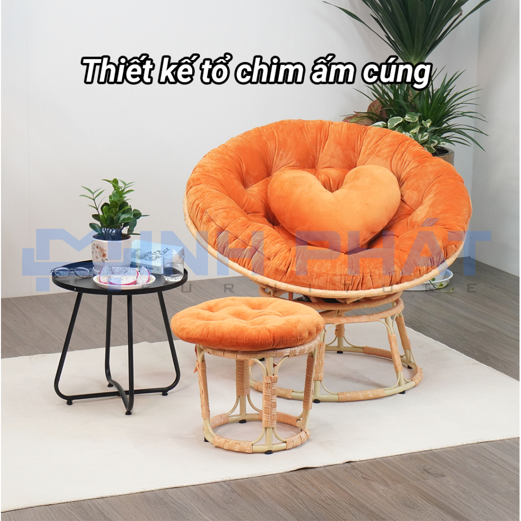 Ghế lười thư giãn papasan giả mây khung thép Minh Phát phiến bản nâng cấp vòng dây 100% lõi thép siêu chắc chắn