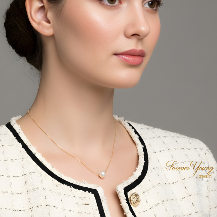DC393 - Dây chuyền ngọc trai nhân tạo sang trọng, trai 6-7 li, dài 42-45 cm mặt hạt đơn trắng .Forever Young Pearl