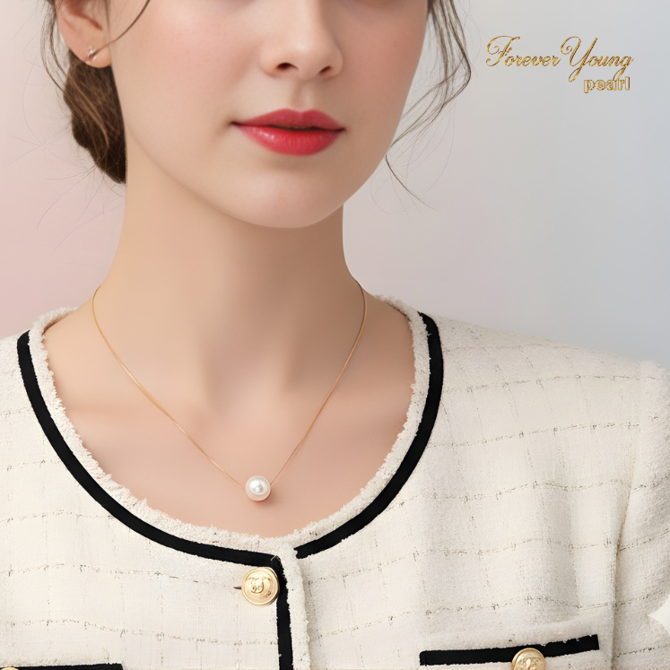 DC393 - Dây chuyền ngọc trai nhân tạo sang trọng, trai 6-7 li, dài 42-45 cm mặt hạt đơn trắng .Forever Young Pearl