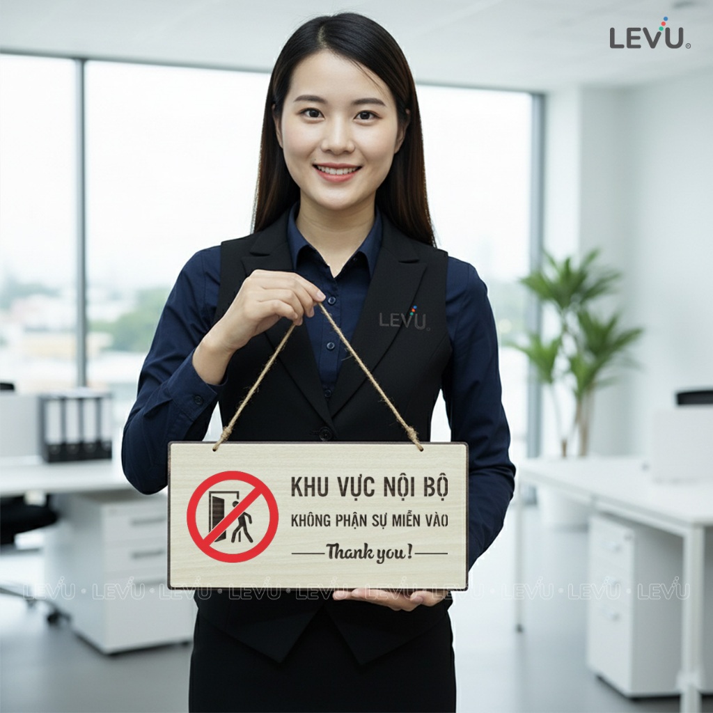 Bảng gỗ treo cảnh báo khu vực nội bộ - không phận sự miễn vào trang trí cửa BG71