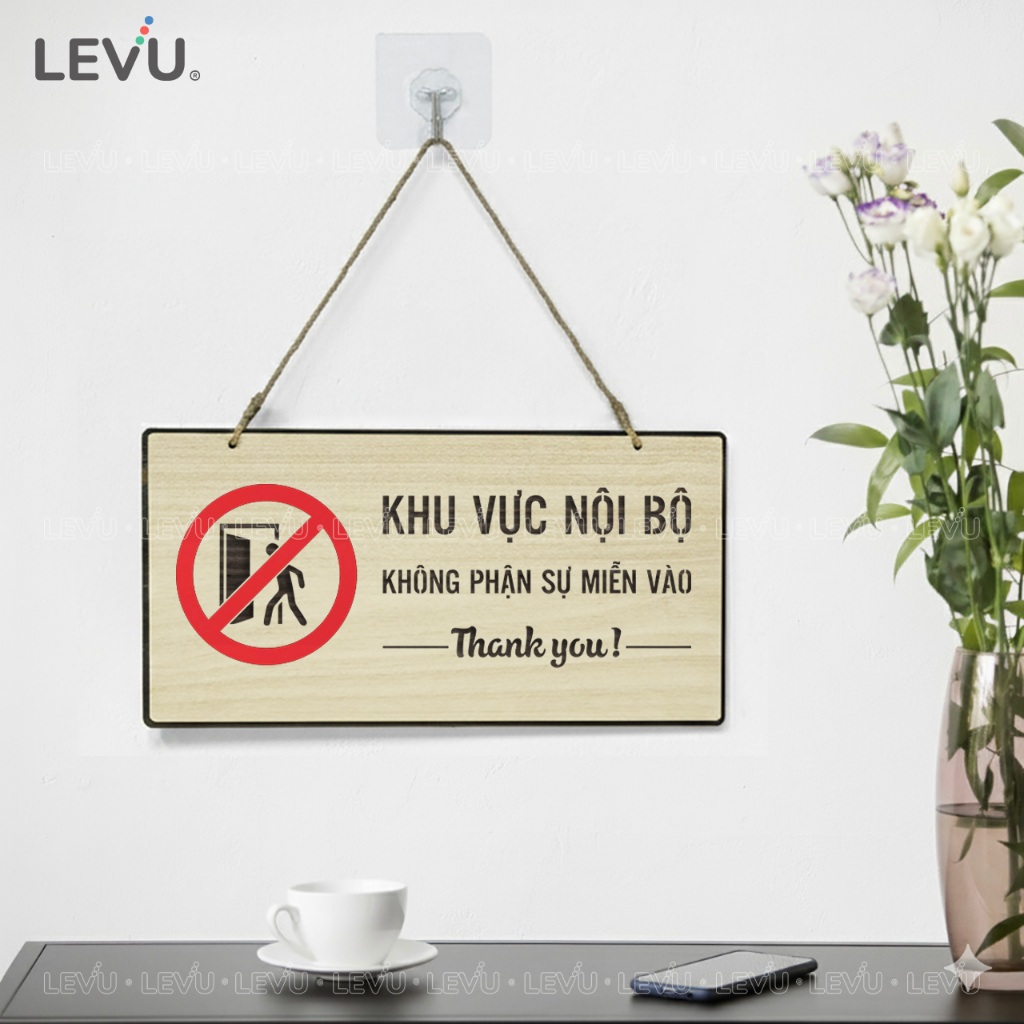 Bảng gỗ treo cảnh báo khu vực nội bộ - không phận sự miễn vào trang trí cửa BG71