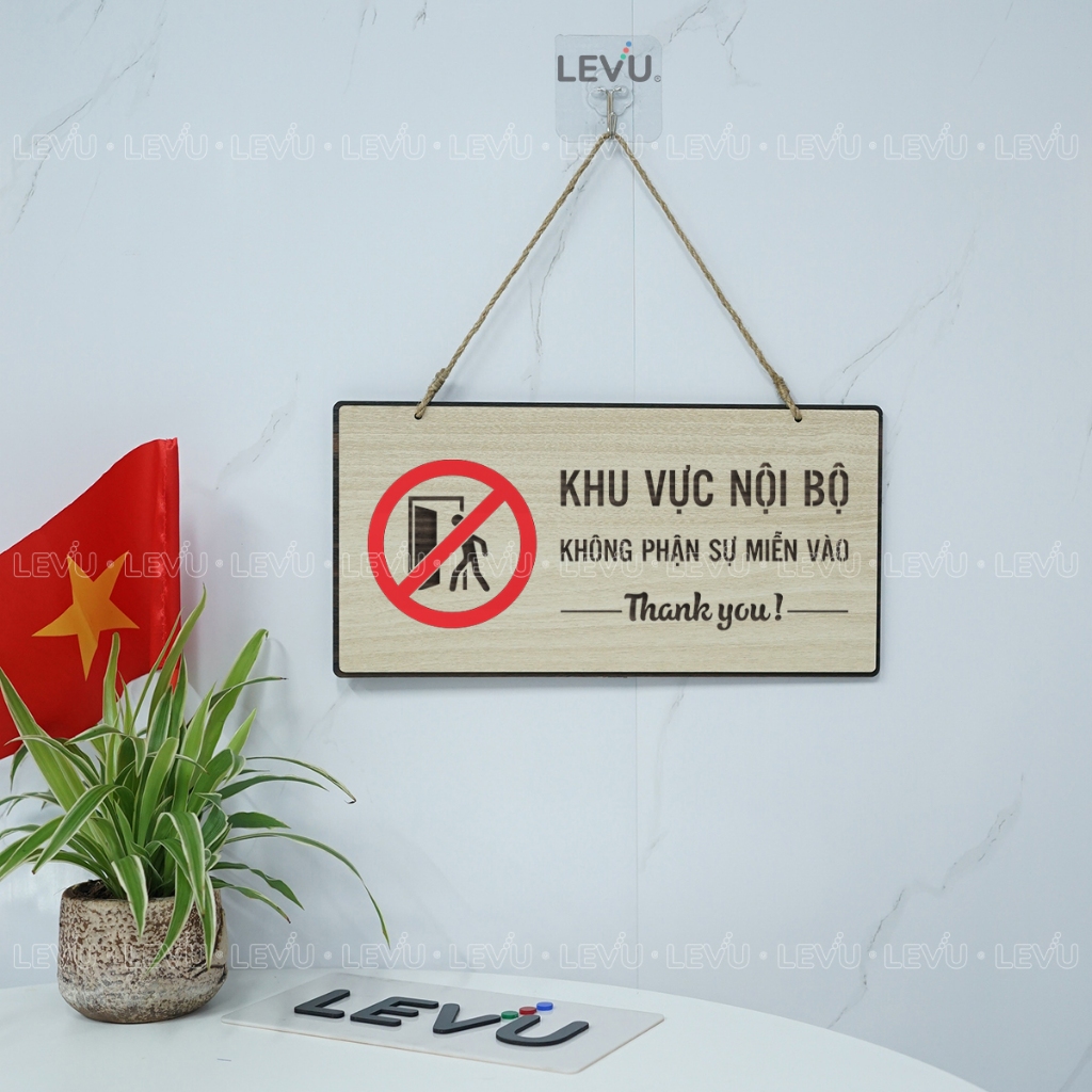 Bảng gỗ treo cảnh báo khu vực nội bộ - không phận sự miễn vào trang trí cửa BG71