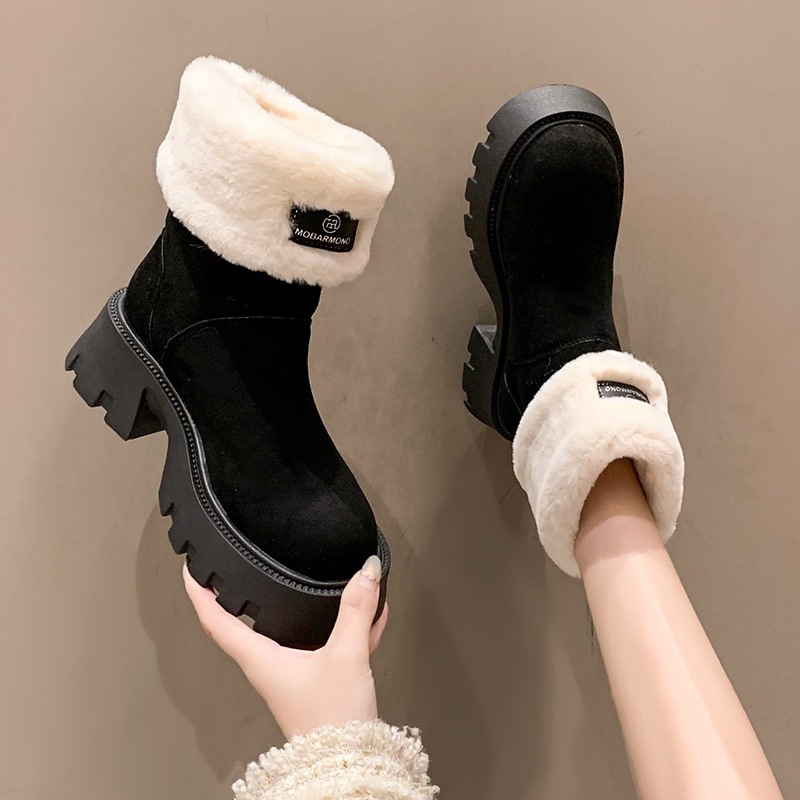 Giày Boots Asparagus Bốt Nữ Da Lộn Cổ Lông Siêu Ấm – Đế Cao Su Chắc Chắn