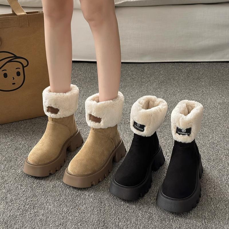 Giày Boots Asparagus Bốt Nữ Da Lộn Cổ Lông Siêu Ấm – Đế Cao Su Chắc Chắn