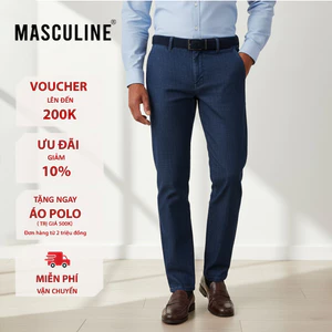 Quần Jean nam trung MASCULIN MJRC54 - Form Regular túi chéo chất cotton lông cừu co giãn thoải mái