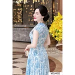 Váy Dáng Xòe Công Sở Dự Tiệc Cổ Sơ Mi Tay Ngắn Chiết Eo Tôn Dáng Chất Lụa Hàn MDU4033 | ADELA SHOP — ảnh 4