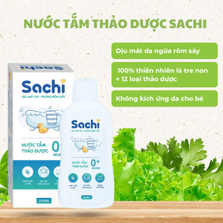 Nước Tắm Thảo Dược SACHI Ngăn Ngừa Rôm Sảy, Làm Ấm Hỗ Trợ Ngăn Cảm Cúm, Cảm Lạnh Cho Bé Lọ 250ml