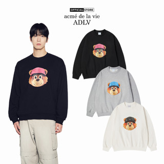 Áo Nỉ ADLV 3D AC Bear Face dáng oversized màu đen/kem/muối tiêu - Hàng chính hãng