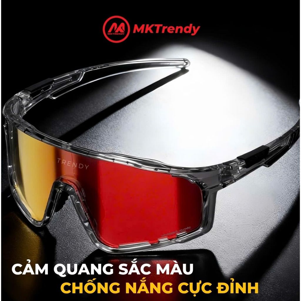 Kính thể thao ngoài trời MKTRENDY kính đổi màu tròng tráng gương đạp xe leo núi chống tia UV chống chói F1