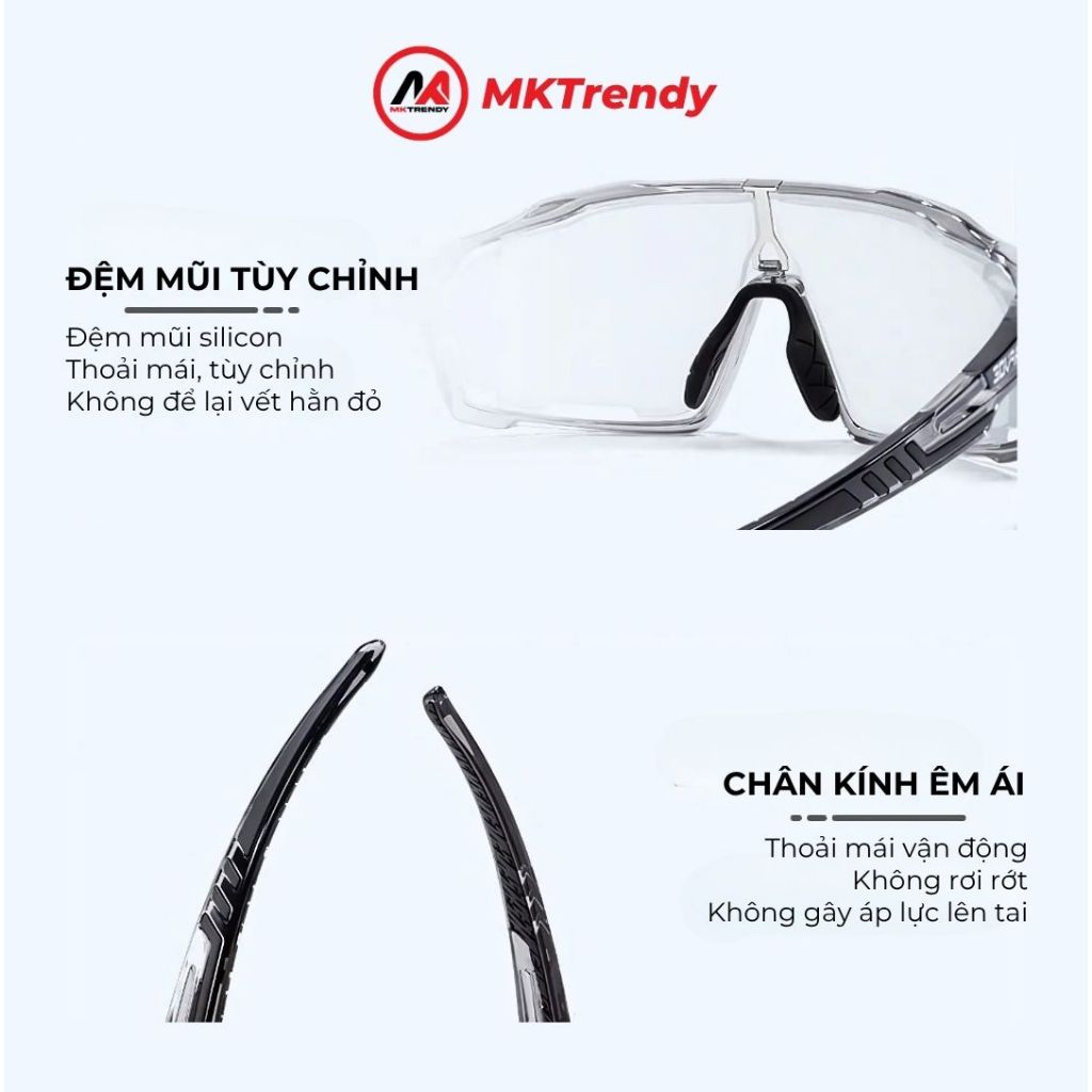Kính thể thao ngoài trời MKTRENDY kính đổi màu tròng tráng gương đạp xe leo núi chống tia UV chống chói F1