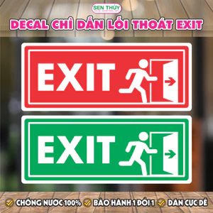 Biển Chỉ Dẫn Lối Thoát Exit - Decal Dán Biển Báo An Toàn Lối Thoát Hiểm Chống Nước - Decal Dán Tường, Dán Kính - DCBB077