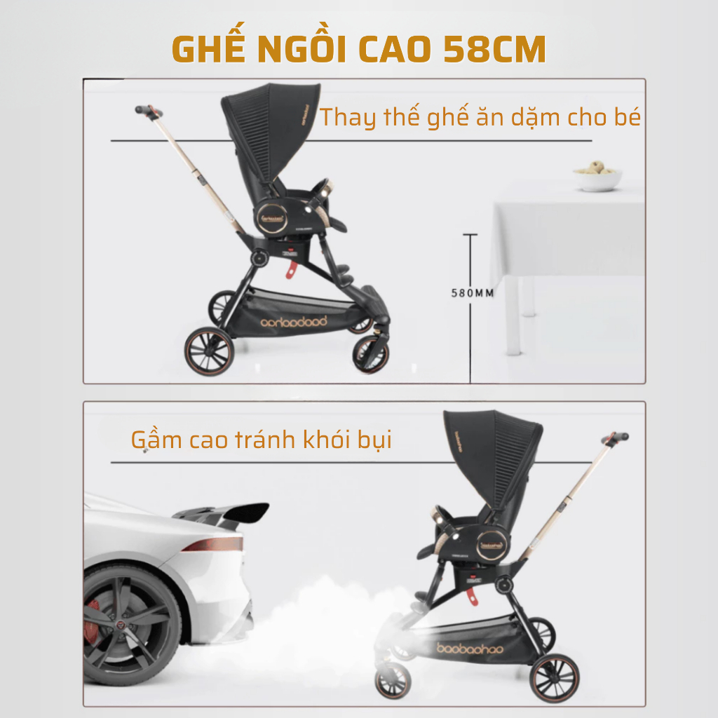 Bàn Ăn Dặm Xe Đẩy Baobaohao Chính Hãng V9, Xe Đẩy 2 Chiều Cho Bé, Tiện Lợi, An Toàn Với Bé Yêu