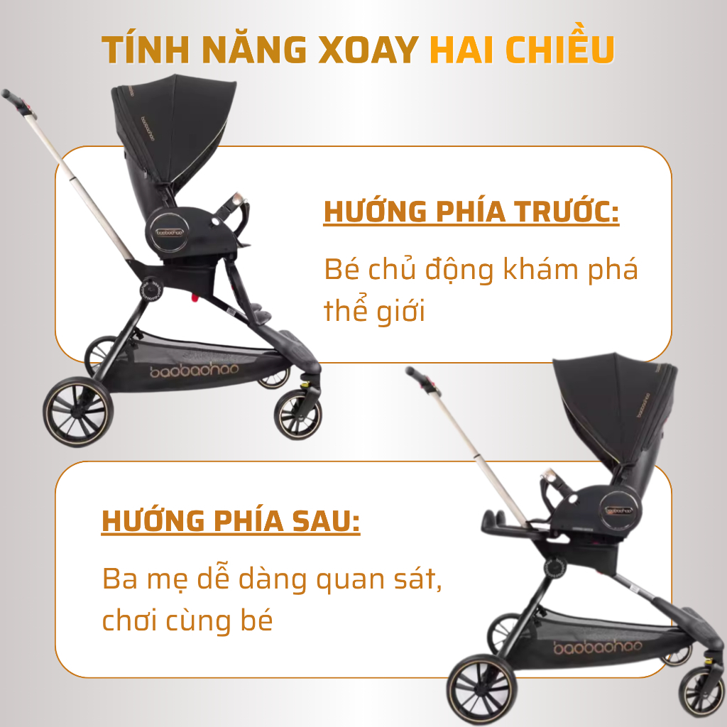 Bàn Ăn Dặm Xe Đẩy Baobaohao Chính Hãng V9, Xe Đẩy 2 Chiều Cho Bé, Tiện Lợi, An Toàn Với Bé Yêu