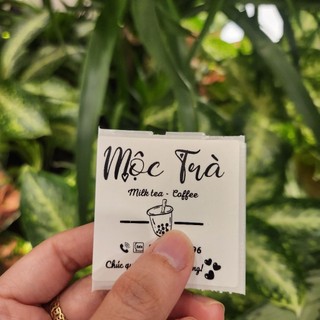 Set 50 Tem nhãn dán chai trà sữa, ly cà phê mang đi có sẵn keo dán kháng nước 100% kích thước 5x5cm