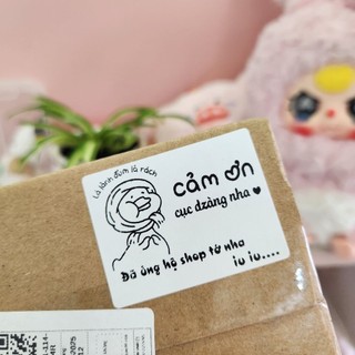 Cuộn 500tem dán cảm ơn khách hàng, decal cute xinh iu kích thước 47x46mm