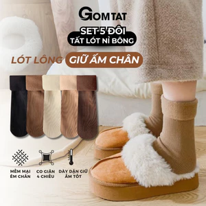 Combo 5 đôi tất lông cổ cao nữ giữ ấm GOMTAT, vớ nữ mùa đông chất liệu cotton mềm mại, thoáng khí - OAS-1709-CB5
